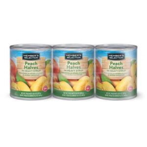 Member's Selection Peach Halves in Heavy Syrup 820 g / 28.9 oz 3 Pack (Price Mart)