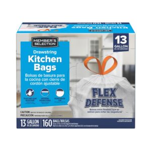 160 Units / 13 gal Member's Selection Kitchen Drawstring Trash Bag (Pricesmart)