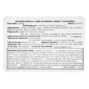 2.98 kg French’s Mustard ( PriceSmart) Ingredients