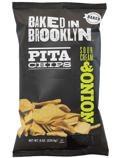 227g Baked in BrooklynSour Cream & Onion Pita Chips