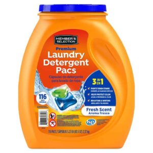 Member's Selection Laundry Detergent Pacs 2.46 L / 83.5 oz / 116 Loads (Pricesmart)