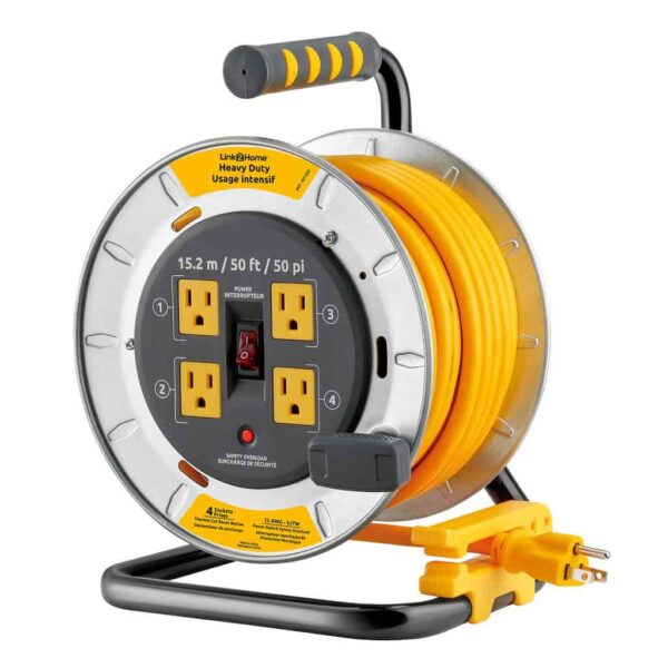 Link2Home Retractable Cord Reel with 4 Outlets 15.24 m / 50' (Pricesmart)