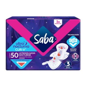 Saba Ultra Thin Cur V Women's Overnight Pads 50 Units (Pricesmart)
