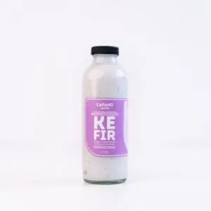 500ml Blueberry and Vanilla Raw Goat Kefir in Glass Container