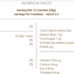 113g Crunchmaster GF Everything Avocado Crackers Nutritional Information