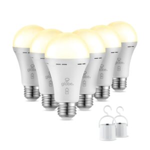 Globe Powerbuilt LED Bulbs with Battery Backup 6 Units 2 Adapters