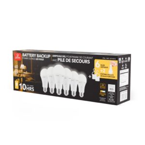 Globe Powerbuilt LED Bulbs with Battery Backup 6 Units 2 Adapters