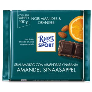 100g Ritter Dark Chocolate with Almonds and Orange (Alpiste)