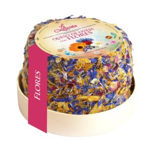390g Cured Sheep Cheese with Edible Flowers Baby on Wooden Box (Alpiste)