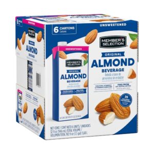 946ml Memberx27s Selection Unsweetened Original Flavor Almond Beverage 6 Units