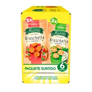 140g Maretti Bruschette Chips Pizza and Sour Cream and Onion Flavor Baked Bread Snack 6 Units