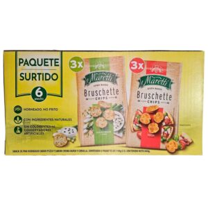 140g Maretti Bruschette Chips Pizza and Sour Cream and Onion Flavor Baked Bread Snack 6 Units