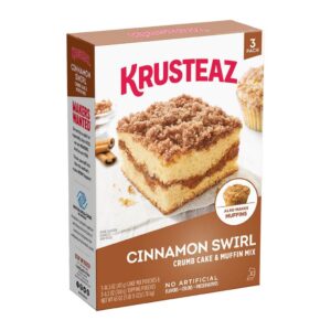 411g Krusteaz Cinnamon Swirl Crumb Cake Muffin Mix with Toppings 3 Units