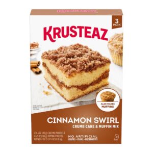 411g Krusteaz Cinnamon Swirl Crumb Cake Muffin Mix with Toppings 3 Units